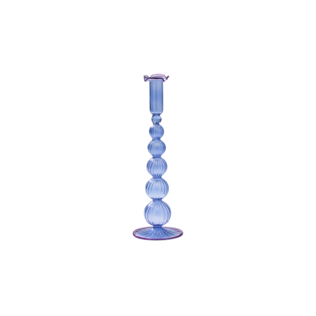Anna+Nina - Blue / Lilac Piped Glass Candle Holder