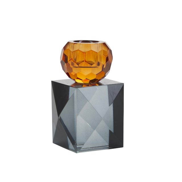 Miss Etoile - Crystal Candle Holder - Amber / Grey
