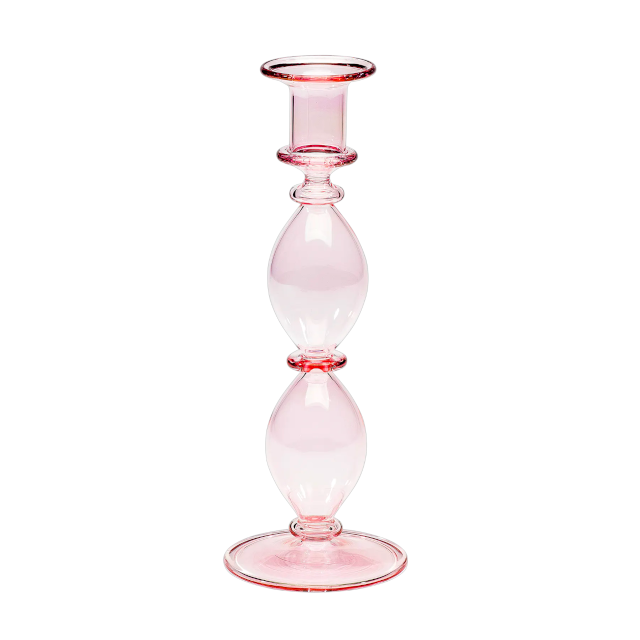 Olympia Glass Candle Holder - Light Pink