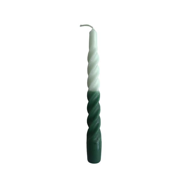 Candles With A Twist Multi Colored - 21 CM - Light / Dark Green