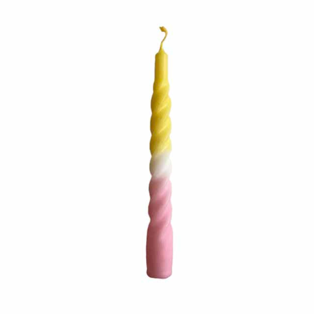 Candles With A Twist - Multi Colored - 21 CM - Yellow & Pink